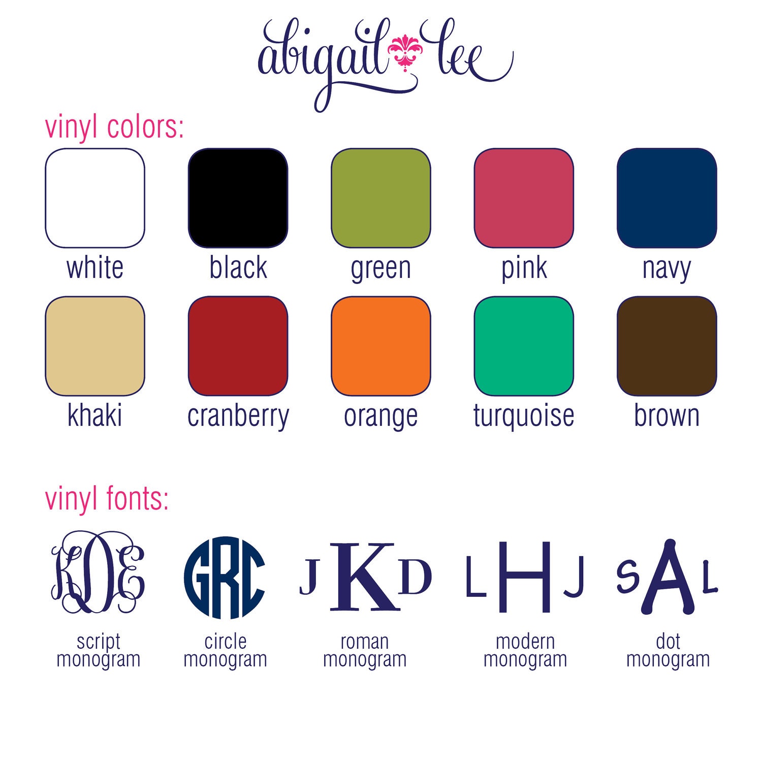 Medium Vinyl Decals - Monograms or Names