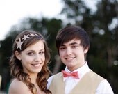 Holiday, Bridal or Homecoming gold sparkle star garland headband