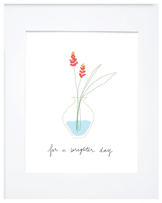 For A Brighter Day Tropical Flowers in Vase 8.5 x 11 Print
