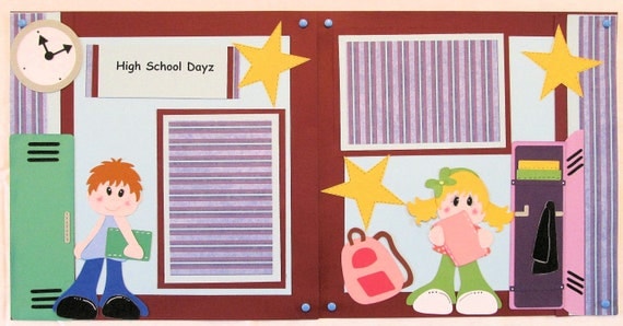 High School - Scrapbook Layout - Premade - Paper Pieced - Back to School