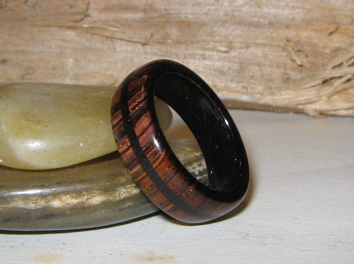 Cocobolo Lined With Wenge (Wenge Inlay), Custom Wood Ring