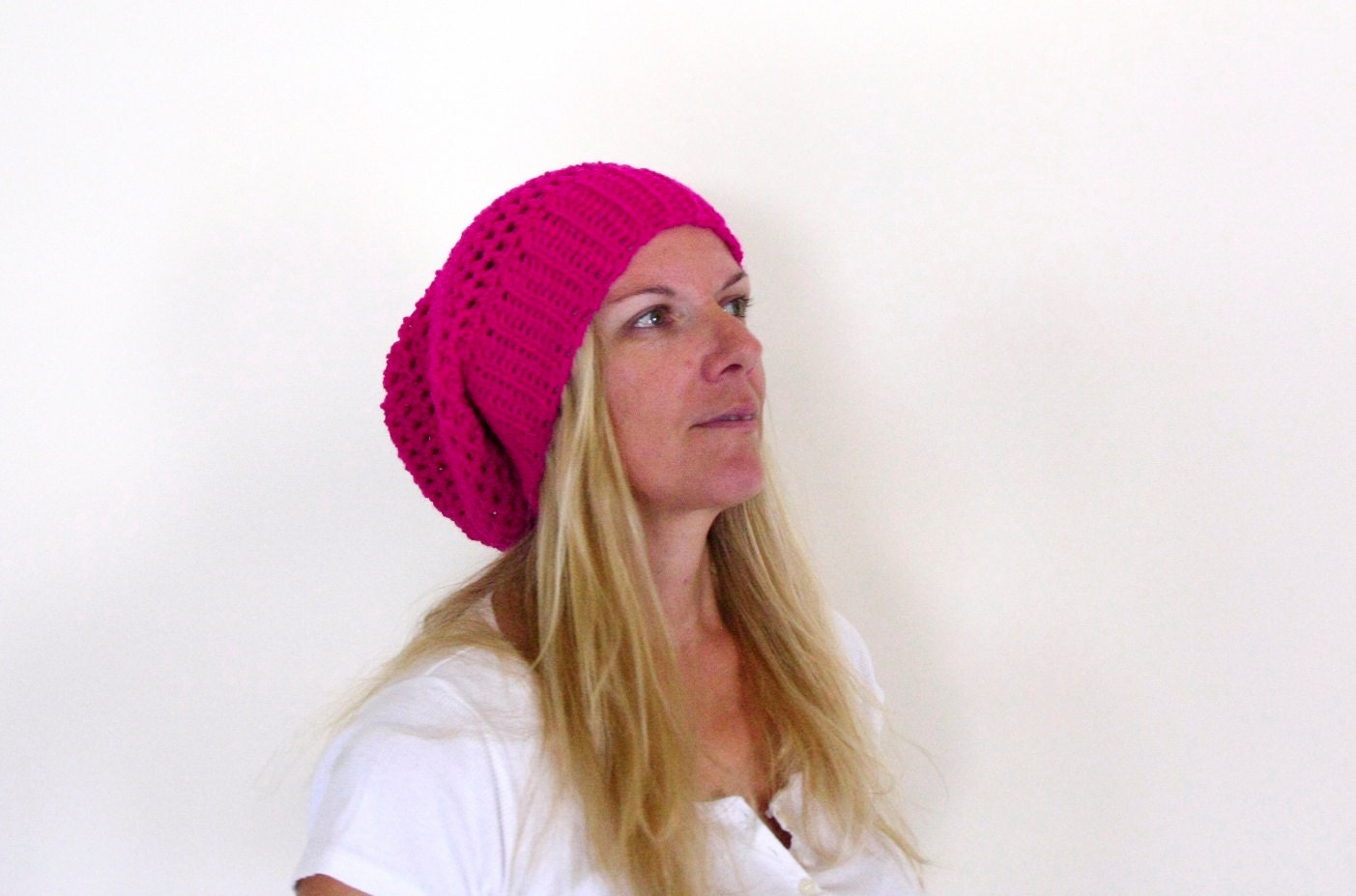 Women chunky crochet hat in raspberry winter fashion, Clio Hat, under 25