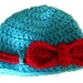 Baby Girl Hat with Red Bow, Newborn Girl Photography Prop