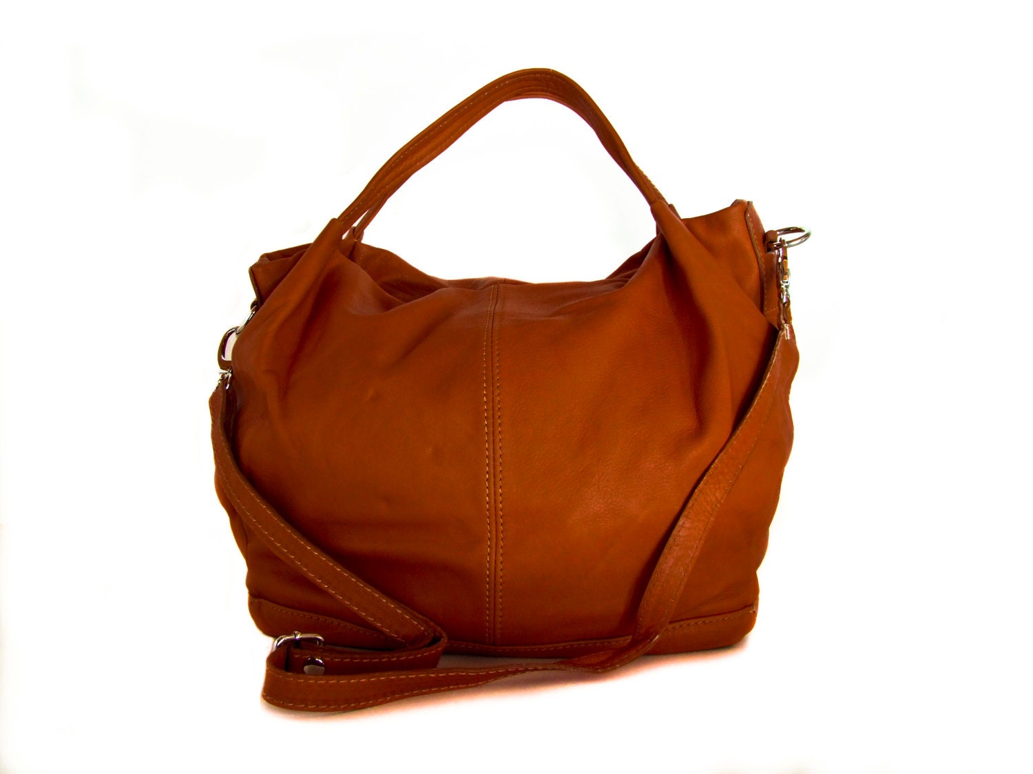 Handmade Leather Handbag Bag Purse Hobo in Orange brown  -.- the Abegaila -.-