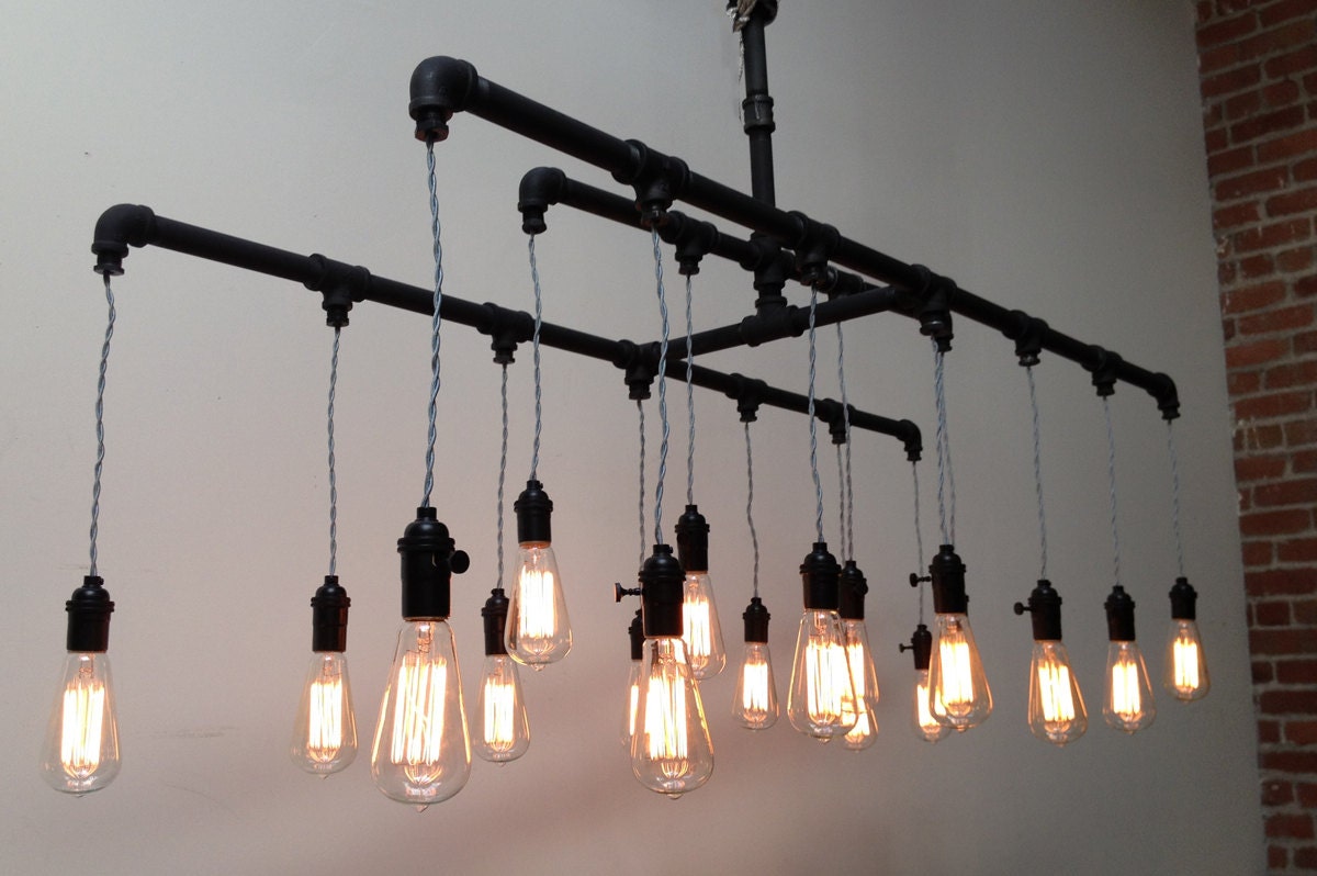 Industrial pipe pendant edison chandelier