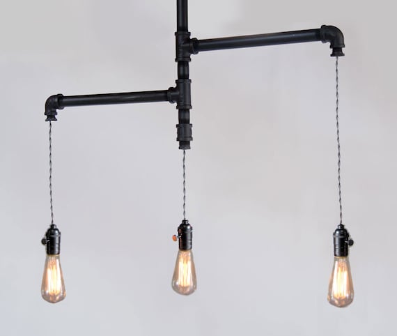 The Original Industrial edison tiered trio pipe chandelier