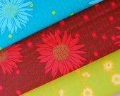 SALE Fabric BTY Sole by Valori Wells for Free Spirit in Turquoise, Red, and Lime Green