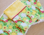 Girl Burp Cloths, Happy Skies, Set of 3, Fleece Backed