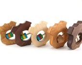Baby Rattle Toy - Police SHIELD Rattle, Wood Rattle-Natural, Organic, Fun, Classic Baby Rattle