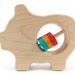 Organic Baby Toy Rattle, Little Piggy Wooden Baby Rattle, Natural Baby Toy, Makes a Fun Gift