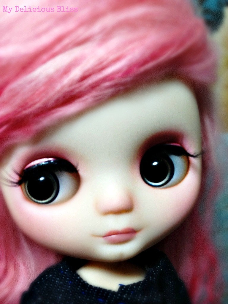OOAK Middie Blythe Hand Painted Eyechips, Indigo Blue