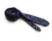 Mens Mingled Dark Blue Knit Tie, man blue and white handknit necktie, mod style necktie, handmade knit tie, gifts for him, fathers day