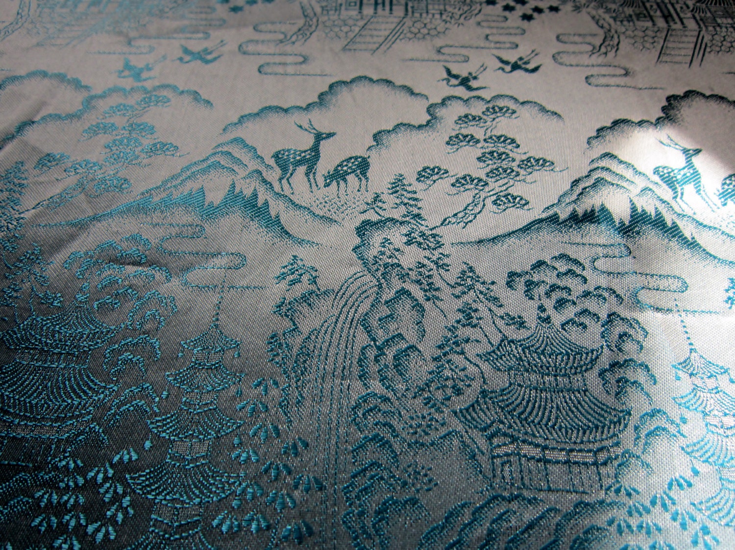 Table Cloth Blue Silver Japanese Table Cloth -  Throw