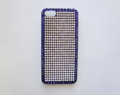 iPhone 5 custom hard plastic protective case completely covered in heliotrope and clear crystals