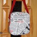 Newspaper Prints Messenger Bag/Cross Body Bag/Travel-School Bag/ Netbook OR  Ipad Bag/With Adjustable Strap/Black White Red Shoulder Bag