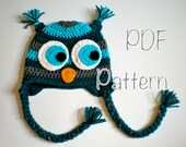 PATTERN:  Striped Owl hat, size newborn to adult, Easy Crochet PDF, baby kid animal hoot hat, InStAnT DoWnLoAd, Permission to Sell