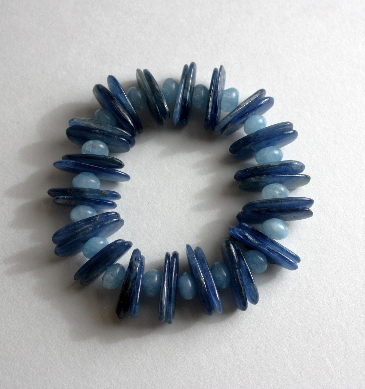 Covington Stretch Bracelet Iolite Slabs Denim Milky Aqua Bead