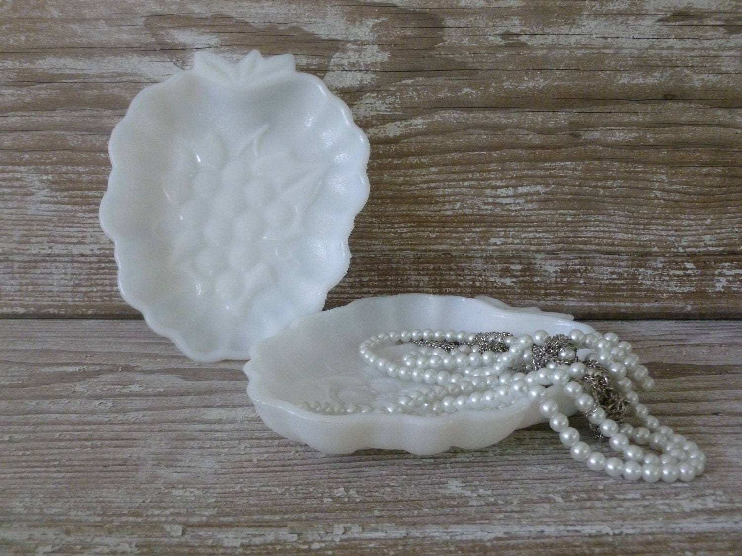 Vintage Milk Glass Grape-Shaped Dishes