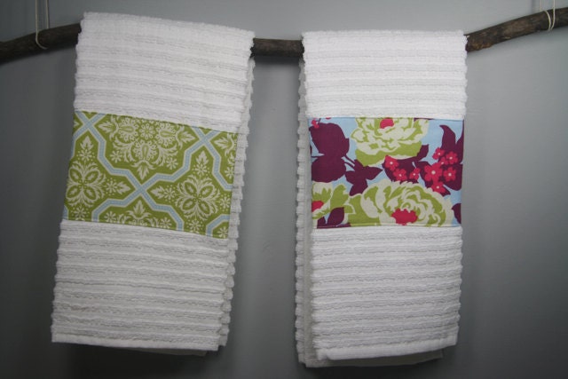 2 dish towels, hand towels, pretty towels