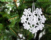 Set of 6 delicate white Christmas handmade crochet Snowflake Ornaments.