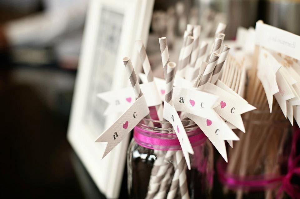 25 Custom Paper Straws With Flags/ Choose Your Colors/ Wedding
