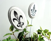Plant Stakes Fleur de Lis Home Decor and Garden Decoration Black and White