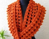 Infinity Orange Scarf Crochet Tutorial Pattern PDF, Unique Chunky Cowl Scarf Crochet Fashion  2013, Lyubava Crochet Pattern number 62
