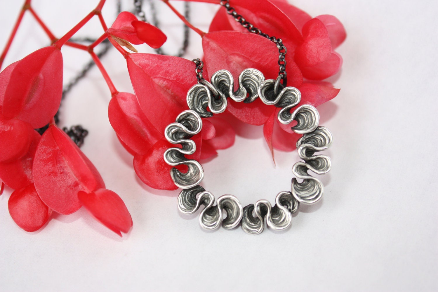 Handmade sterling silver pendant "aguas", oxidized sterlig silver, jewelry design