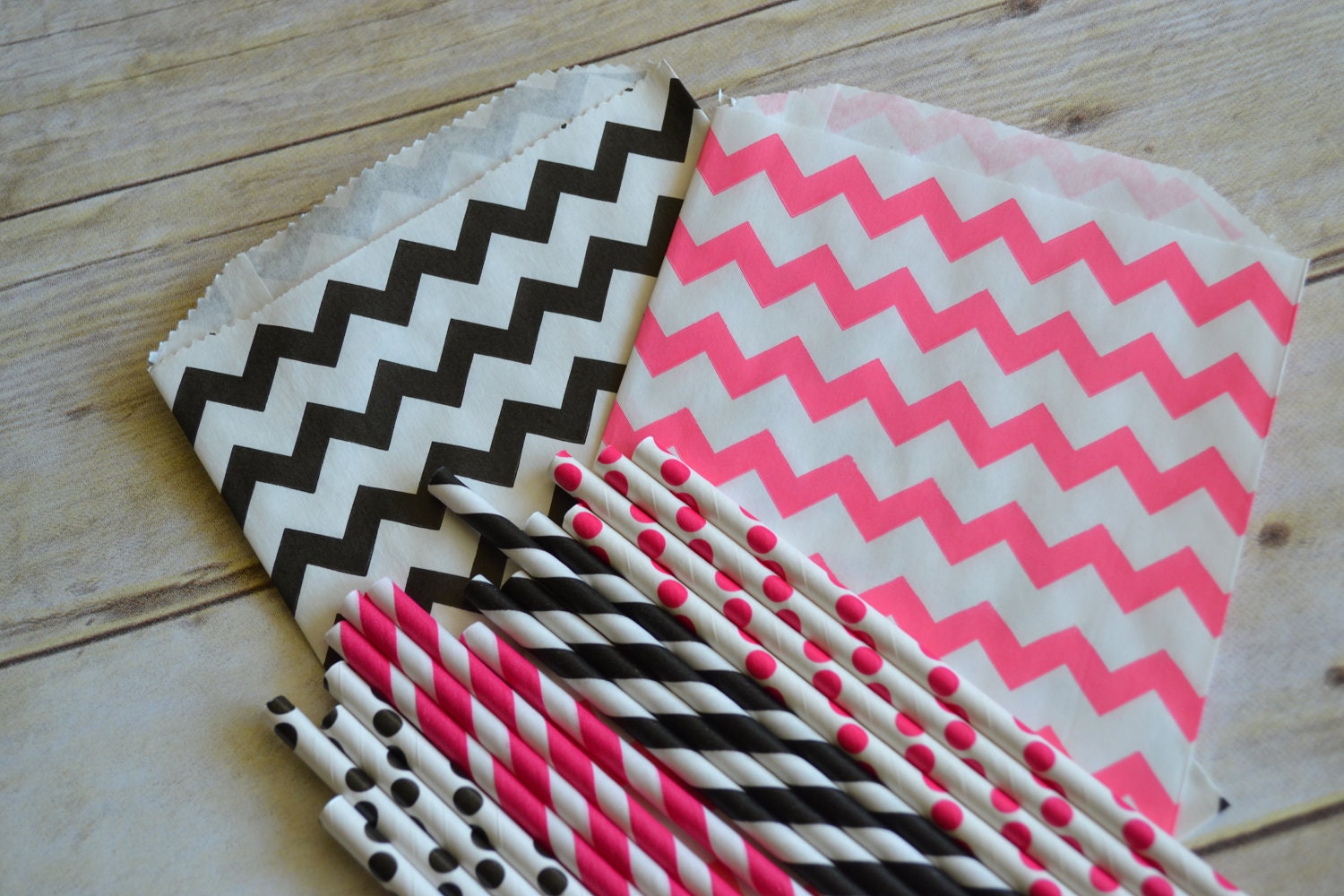 Hot Pink and Black Party Pack with Printable Tags