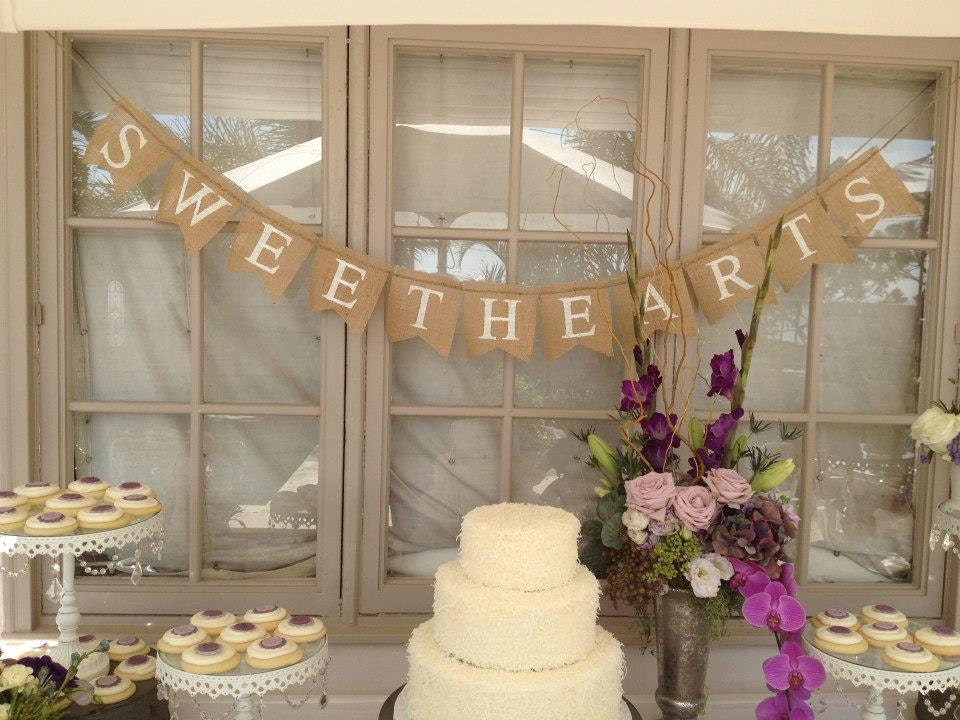 Sweethearts Glittered Burlap Banner Wedding Banner - Hearts - sweet love bunting