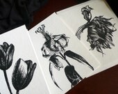 FLOWER CARD SET of 4 Cards. Greeting Card. Birthday Gift. Goth Card Set. Valentine Cards