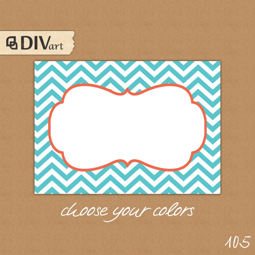 PRINTABLE chevron tags 3.5x2.5in - CHOOSE your colors -  gift tags, holiday gift tags, stickers, food labels, place cards - 105