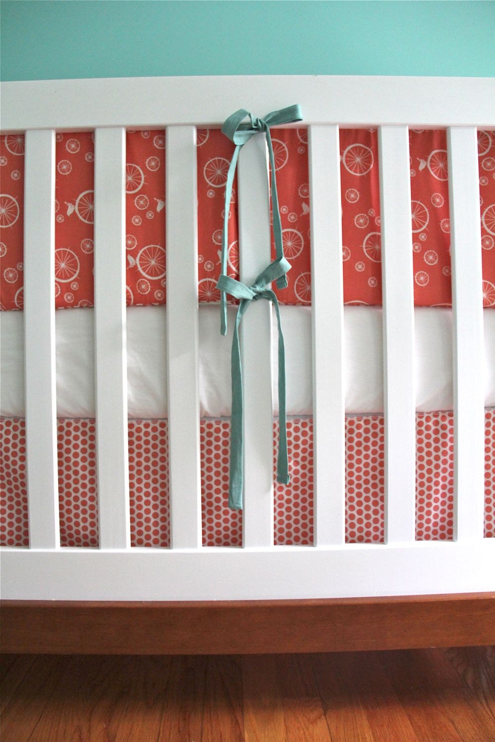 organic coral and aqua 7-piece bedding