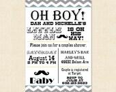 Mustache Baby Shower Invitation Boy Little Man Vintage