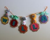 Personalized Animal Felt Name Banner - 5 Letters - Willa - Pick any 5 letter name - Felt banner