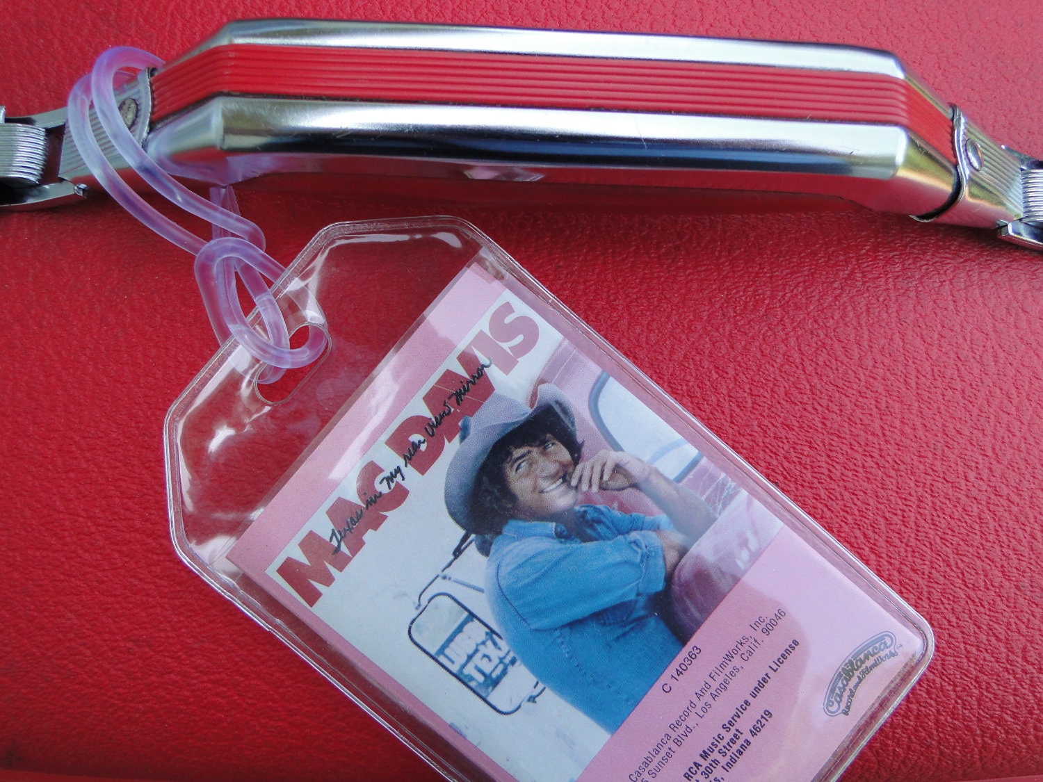 Mac Davis - Texas in My Rear View Mirror - Upcycled Cassette Tape - Luggage, Back Pack, Musical Instrument Case or Bag Tag