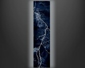 Abstract Painting - Lightening Thunder Storm - Original Painting - Dark Navy Blue - 8x30 - Storm Clouds - Canvas Wall Hanging