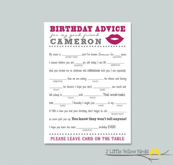Birthday Advice Card - Mad Libs (LIPS)
