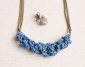 Rope necklace - blue rope necklace - knot rope necklace - leather rope necklace - rope necklace knot - brass chain