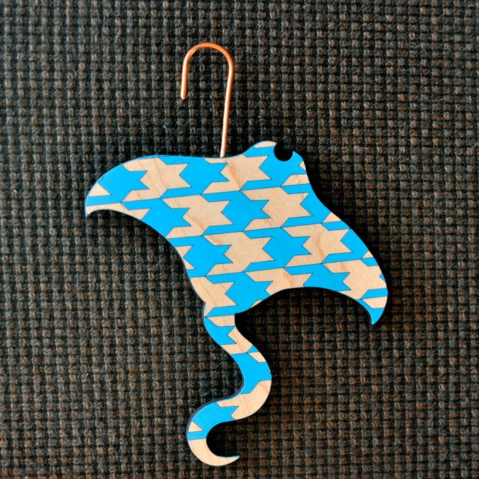 Handmade Stingray Christmas Ornament in Maple