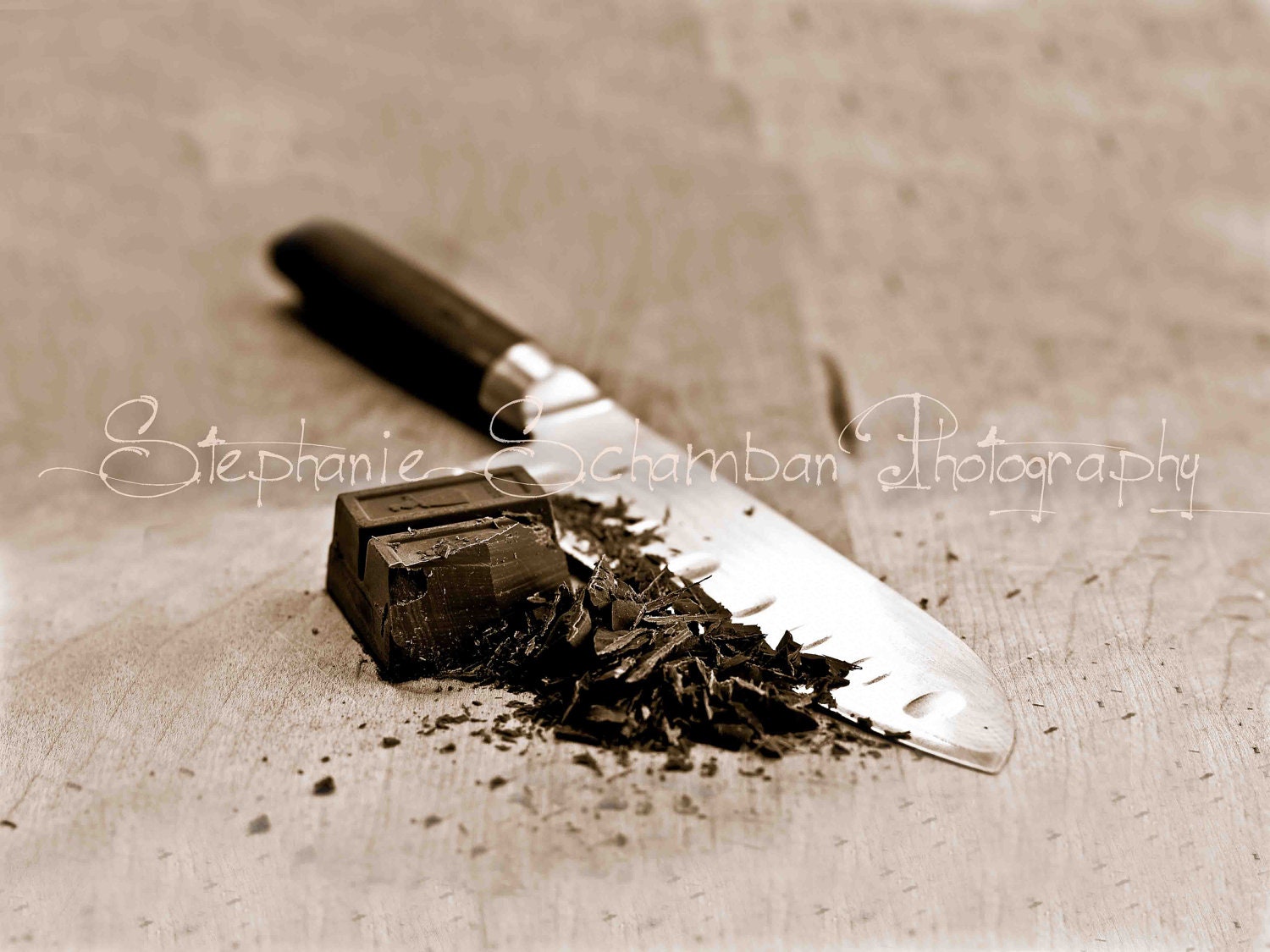 11x14 Sepia Toned Print : Knife and Chocolate