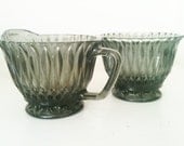 Vintage Black Glass Sugar and Creamer Set
