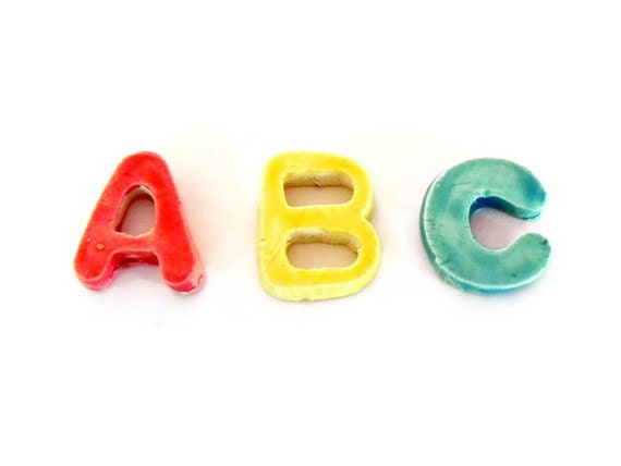 Ceramic Letters Mosaic Tiles Personalized Small Colorful Alphabet Rainbow Pottery