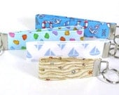 Nautical Key Chain Wristlet, Seashells, Anchor, Life Preserver, Sailboat