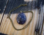 H.P. Lovecraft aztec Shub Niggurath purple pendant, handmade and hand painted one of a kind