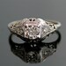 Antique Diamond Filigree Engagement Ring - 14K White Gold with European Cut Diamonds