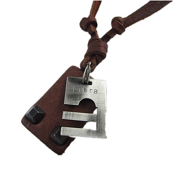 The constellation necklace soft leather necklace libra pendant necklace men leather long necklace, women leather necklace PL0359
