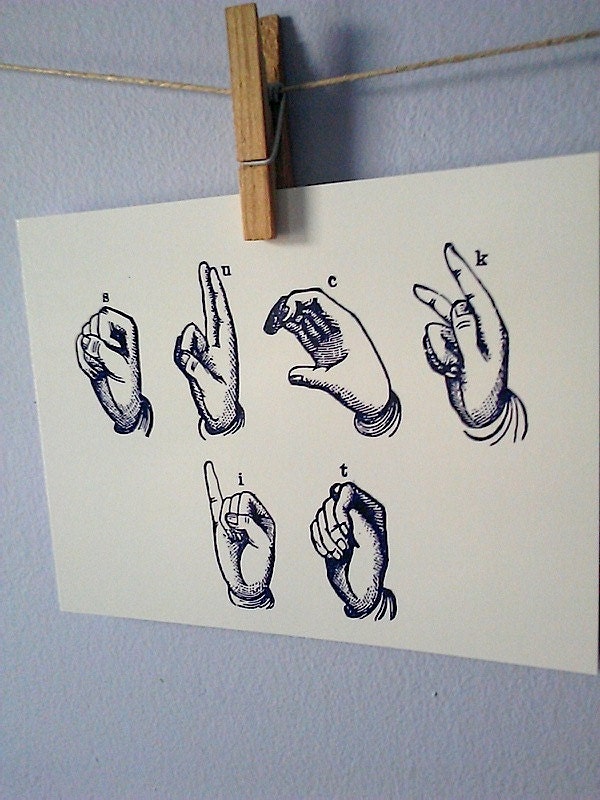 Suck It Postcard, Deaf ASL postcard, funny postcard, deaf wall art