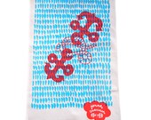 Hand screen printed Nautical tea towel - blue & red