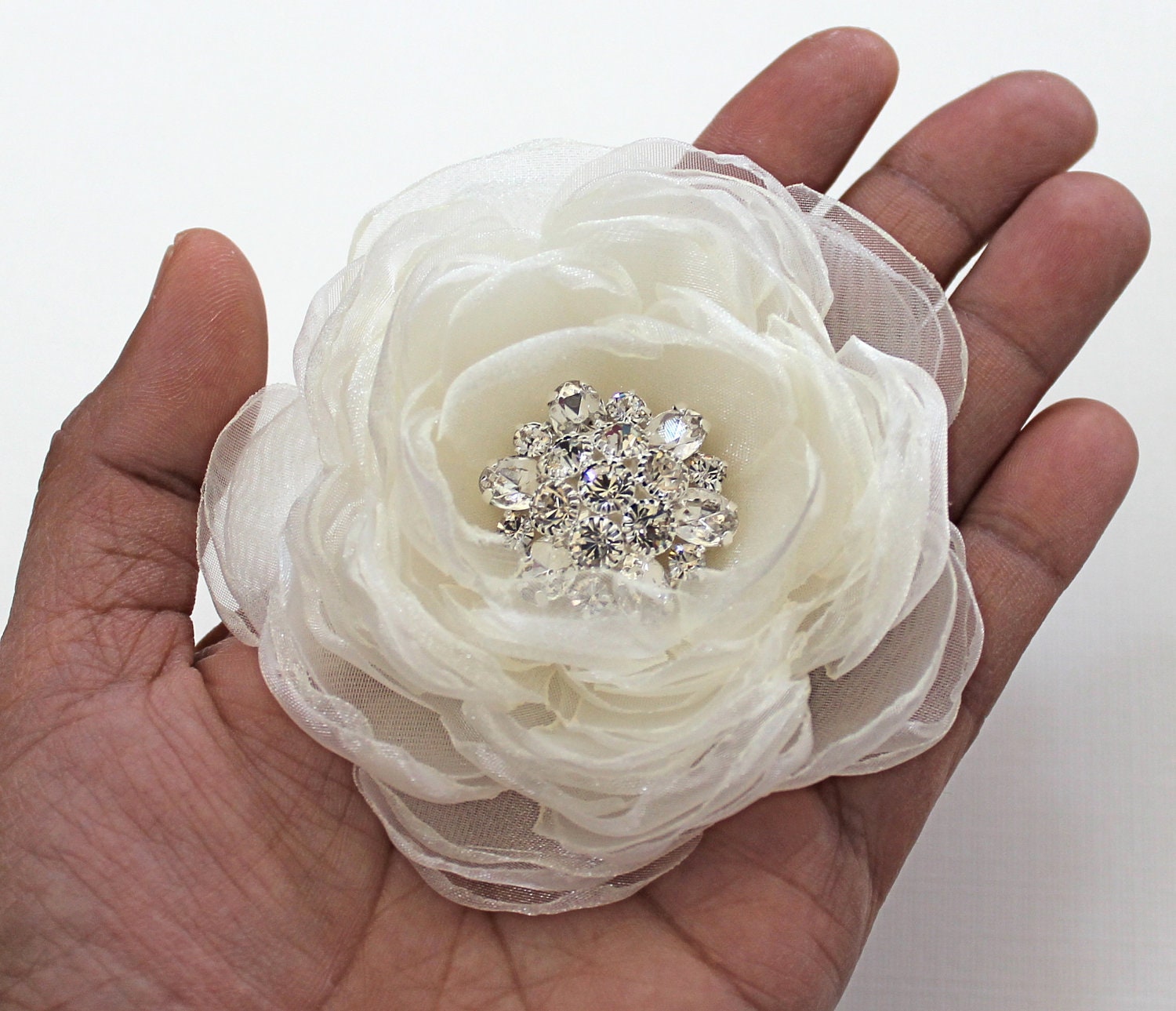 Ivory wedding hair flower/bridal hair flower -wedding hair accessories - organza bridal hair clip